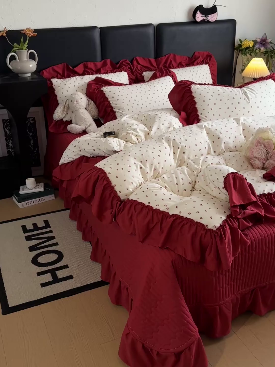 91家纺网 家纺一手货源 找家纺 富米莱（原臻工厂） 2026新款韩系古法韩国水洗棉云棉大布袋法式浪漫大花边床盖夏凉被床盖四件套 爆了樱桃