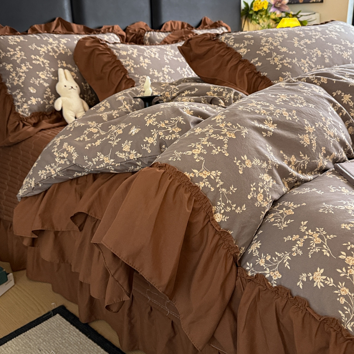 富米莱（原臻工厂） 2026新款韩系古法韩国水洗棉云棉大布袋法式浪漫大花边床盖夏凉被床盖四件套 浮世绘