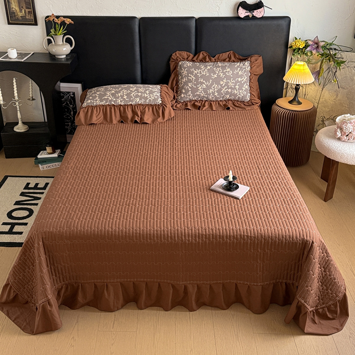 91家纺网 家纺一手货源 找家纺 富米莱（原臻工厂） 2026新款韩系古法韩国水洗棉云棉大布袋法式浪漫大花边床盖夏凉被床盖四件套 浮世绘