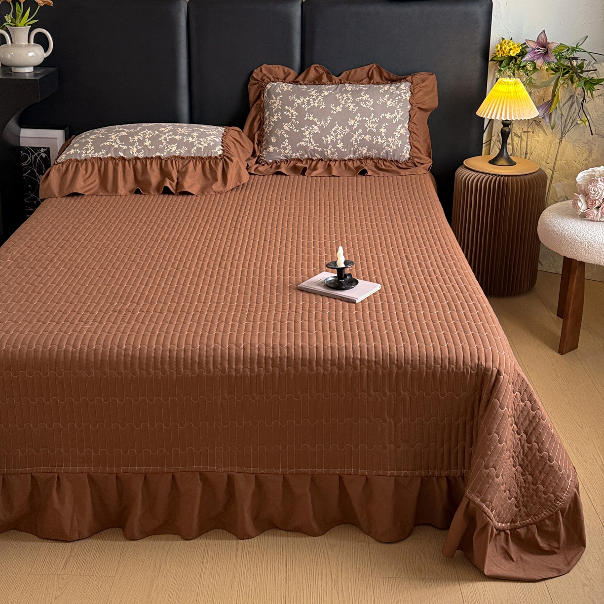 91家纺网 家纺一手货源 找家纺 富米莱（原臻工厂） 2026新款韩系古法韩国水洗棉云棉大布袋法式浪漫大花边床盖夏凉被床盖四件套 浮世绘