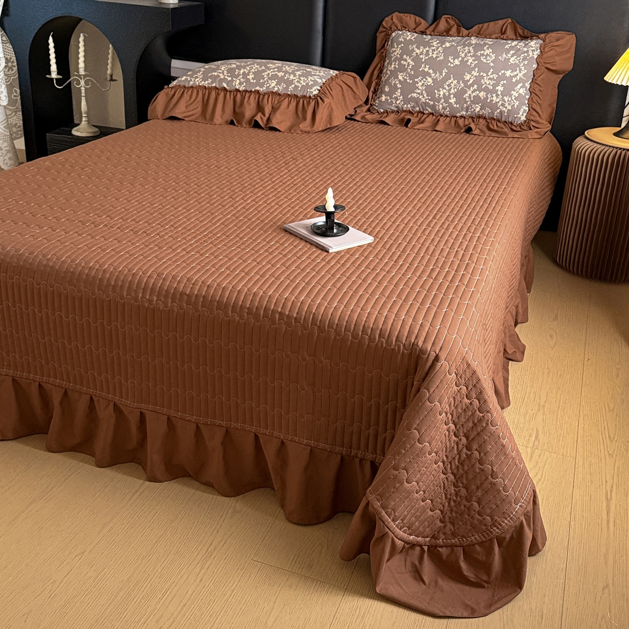 91家纺网 家纺一手货源 找家纺 富米莱（原臻工厂） 2026新款韩系古法韩国水洗棉云棉大布袋法式浪漫大花边床盖夏凉被床盖四件套 浮世绘