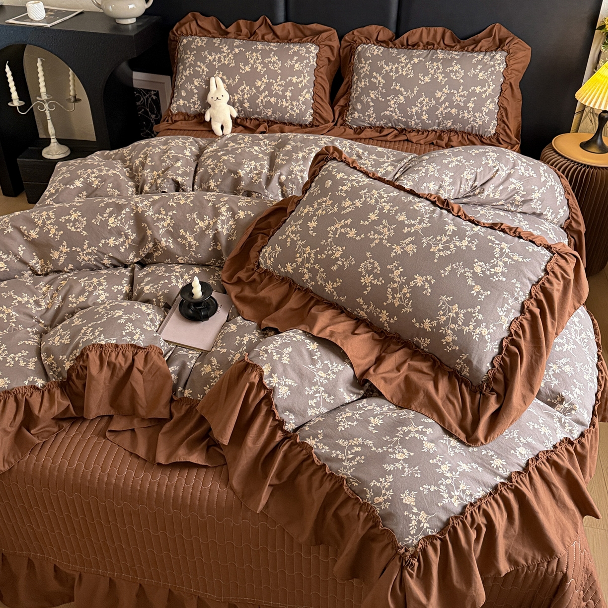 91家纺网 家纺一手货源 找家纺 富米莱（原臻工厂） 2026新款韩系古法韩国水洗棉云棉大布袋法式浪漫大花边床盖夏凉被床盖四件套 浮世绘