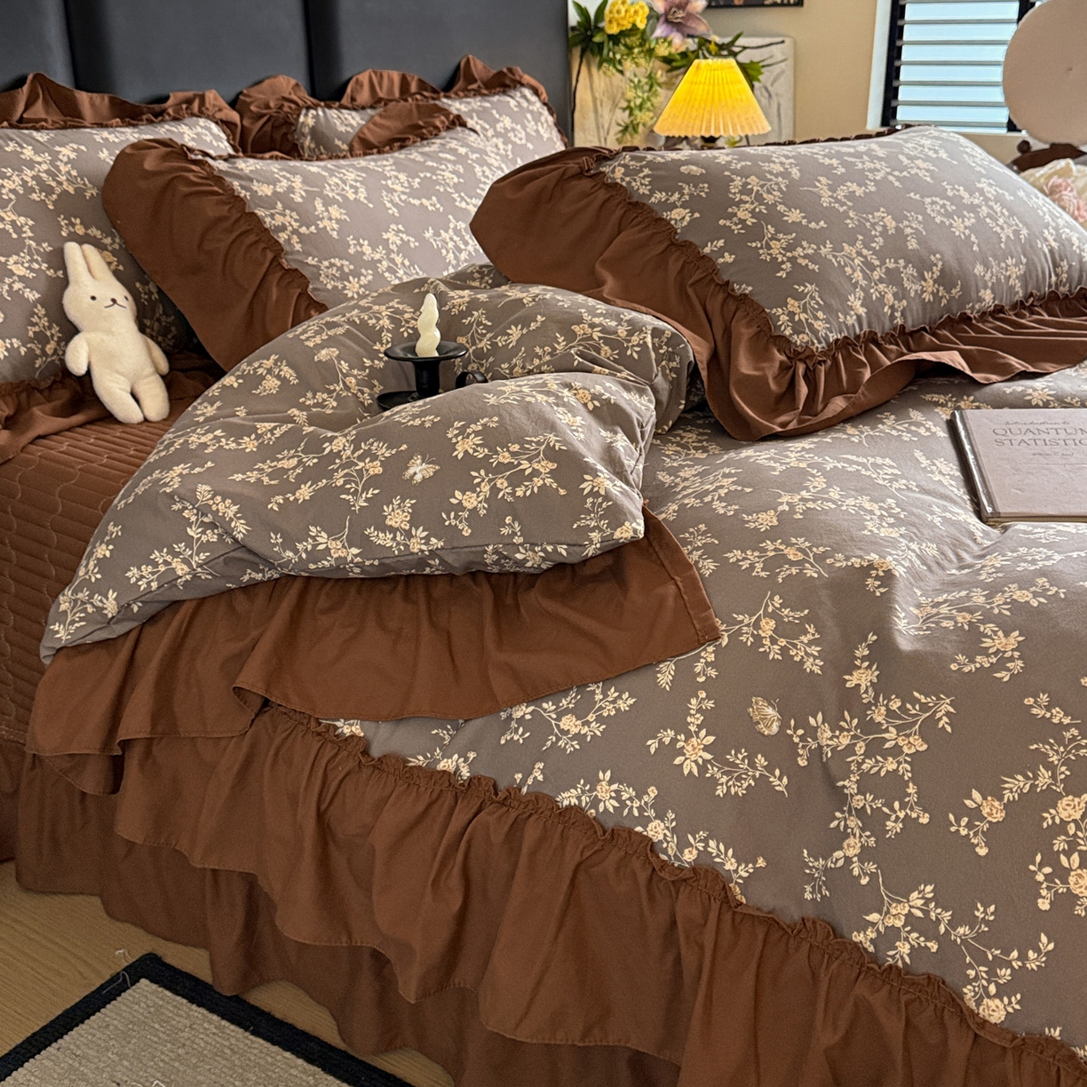 91家纺网 家纺一手货源 找家纺 富米莱（原臻工厂） 2026新款韩系古法韩国水洗棉云棉大布袋法式浪漫大花边床盖夏凉被床盖四件套 浮世绘