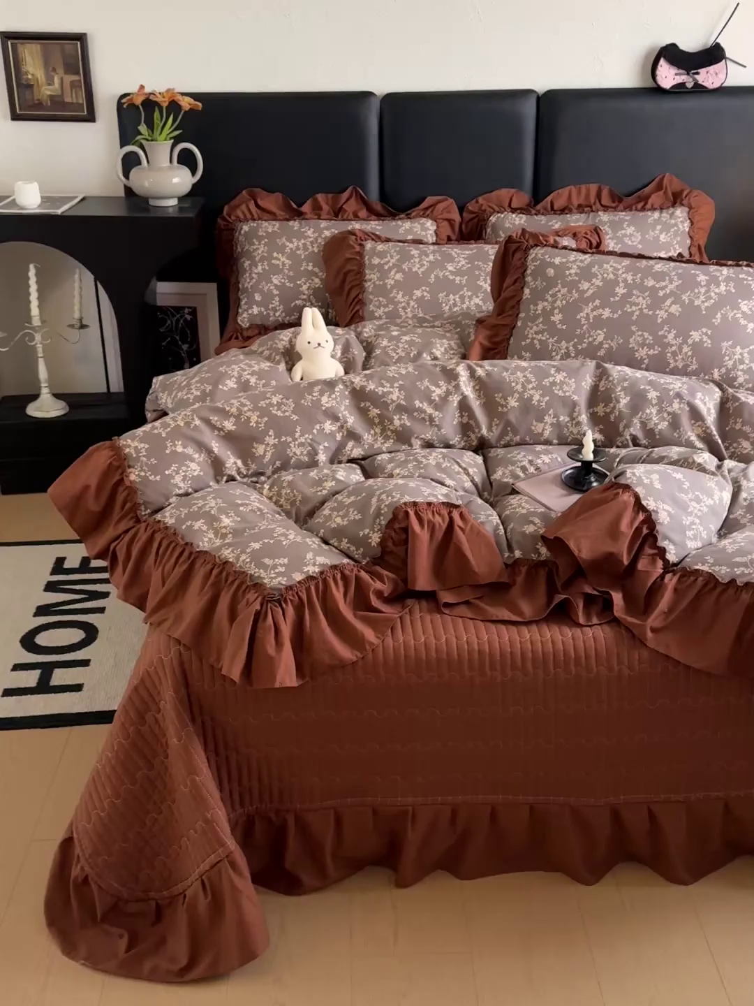 91家纺网 家纺一手货源 找家纺 富米莱（原臻工厂） 2026新款韩系古法韩国水洗棉云棉大布袋法式浪漫大花边床盖夏凉被床盖四件套 浮世绘