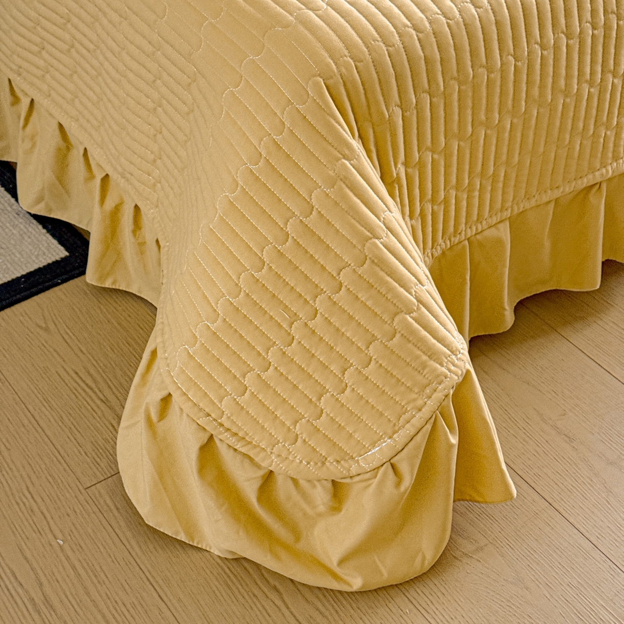 91家纺网 家纺一手货源 找家纺 富米莱（原臻工厂） 2026新款韩系古法韩国水洗棉云棉大布袋法式浪漫大花边床盖夏凉被床盖四件套 花满满