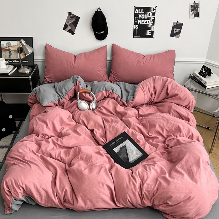 91家纺网 家纺一手货源 找家纺 （总）梦卓家纺 2025爆款ins风超柔褶皱亲肤磨毛水洗棉四件套