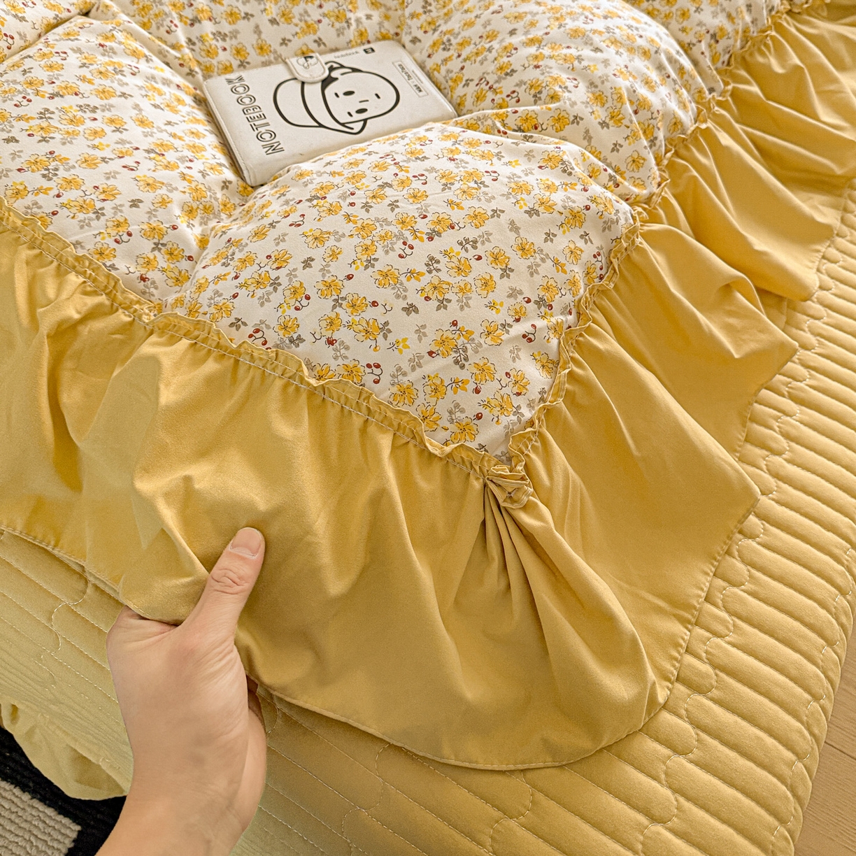 91家纺网 家纺一手货源 找家纺 富米莱（原臻工厂） 2026新款韩系古法韩国水洗棉云棉大布袋法式浪漫大花边床盖夏凉被床盖四件套 花满满