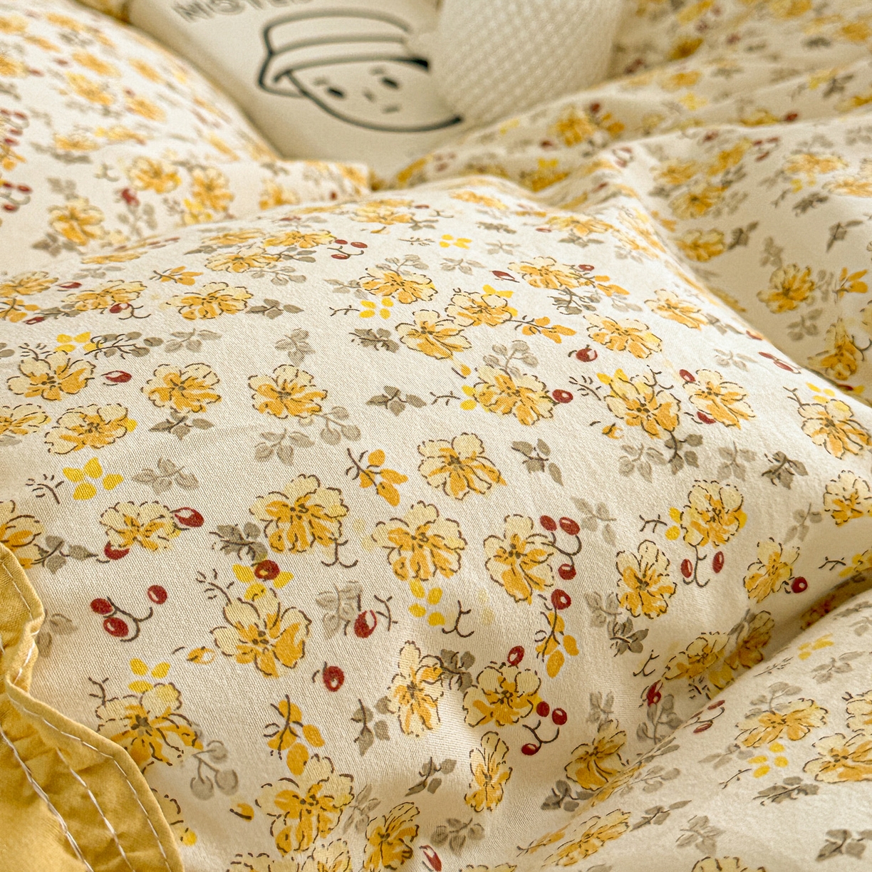 91家纺网 家纺一手货源 找家纺 富米莱（原臻工厂） 2026新款韩系古法韩国水洗棉云棉大布袋法式浪漫大花边床盖夏凉被床盖四件套 花满满