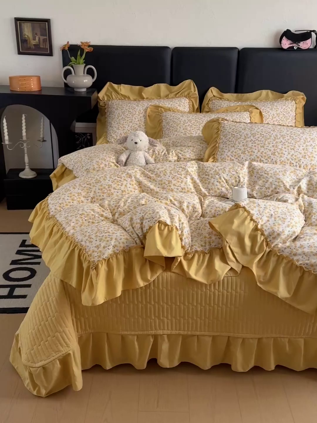 91家纺网 家纺一手货源 找家纺 富米莱（原臻工厂） 2026新款韩系古法韩国水洗棉云棉大布袋法式浪漫大花边床盖夏凉被床盖四件套 花满满