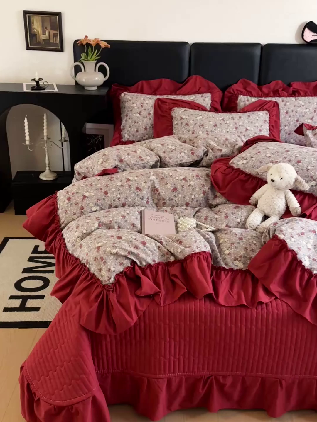 91家纺网 家纺一手货源 找家纺 富米莱（原臻工厂） 2026新款韩系古法韩国水洗棉云棉大布袋法式浪漫大花边床盖夏凉被床盖四件套 浪漫玫瑰