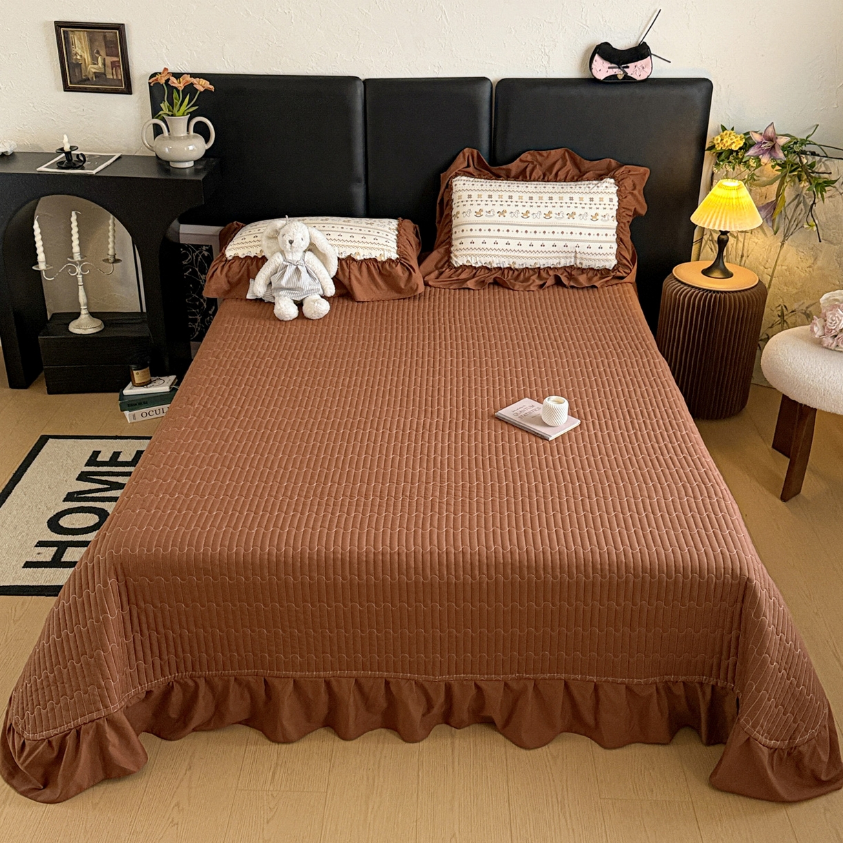 91家纺网 家纺一手货源 找家纺 富米莱（原臻工厂） 2026新款韩系古法韩国水洗棉云棉大布袋法式浪漫大花边床盖夏凉被床盖四件套 马上有钱