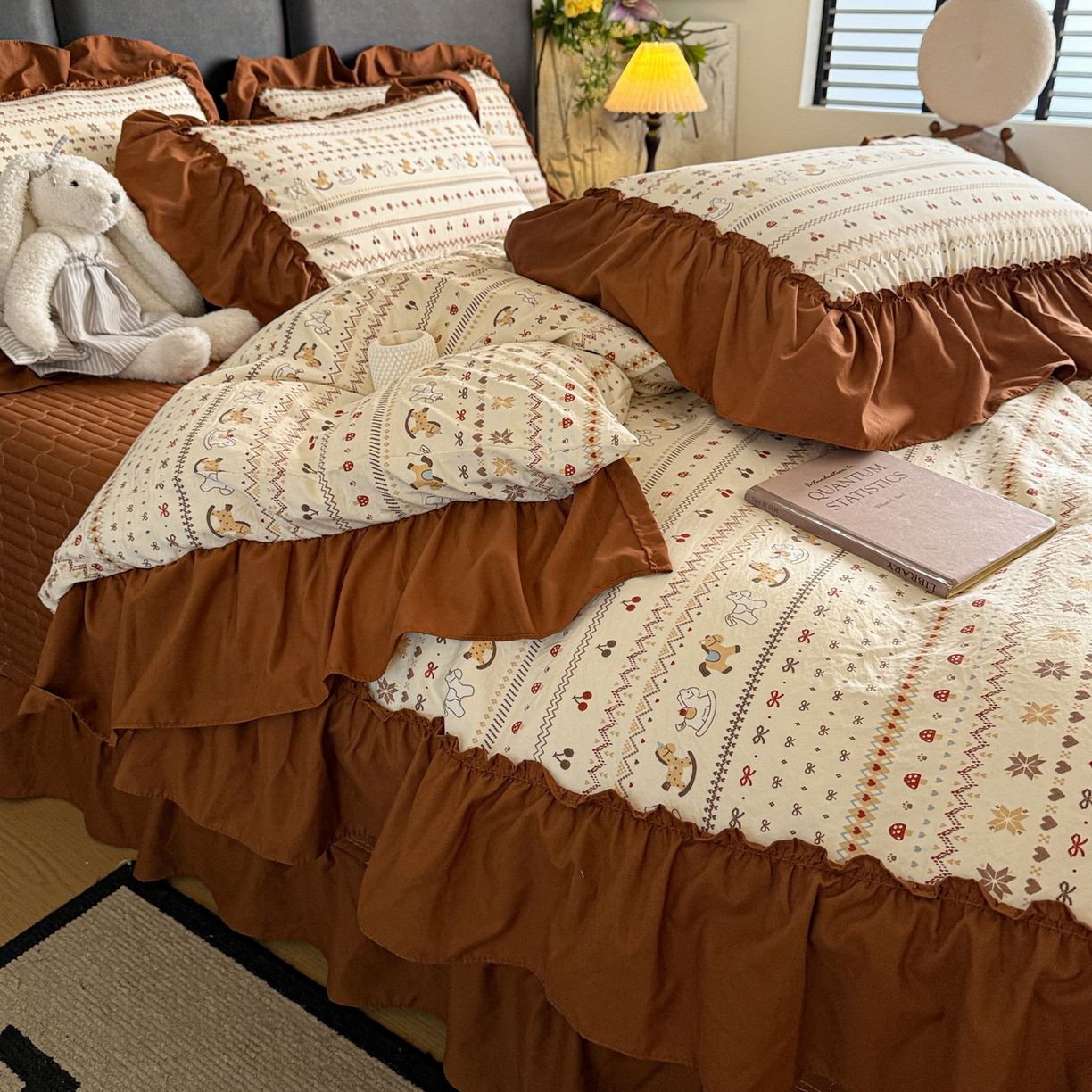 91家纺网 家纺一手货源 找家纺 富米莱（原臻工厂） 2026新款韩系古法韩国水洗棉云棉大布袋法式浪漫大花边床盖夏凉被床盖四件套 马上有钱