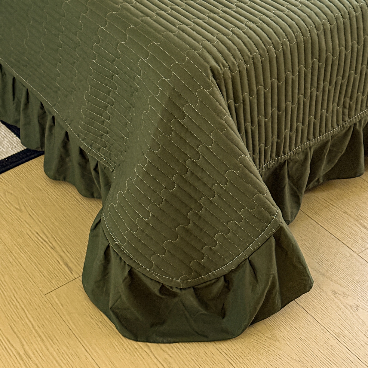 91家纺网 家纺一手货源 找家纺 富米莱（原臻工厂） 2026新款韩系古法韩国水洗棉云棉大布袋法式浪漫大花边床盖夏凉被床盖四件套 莫松染