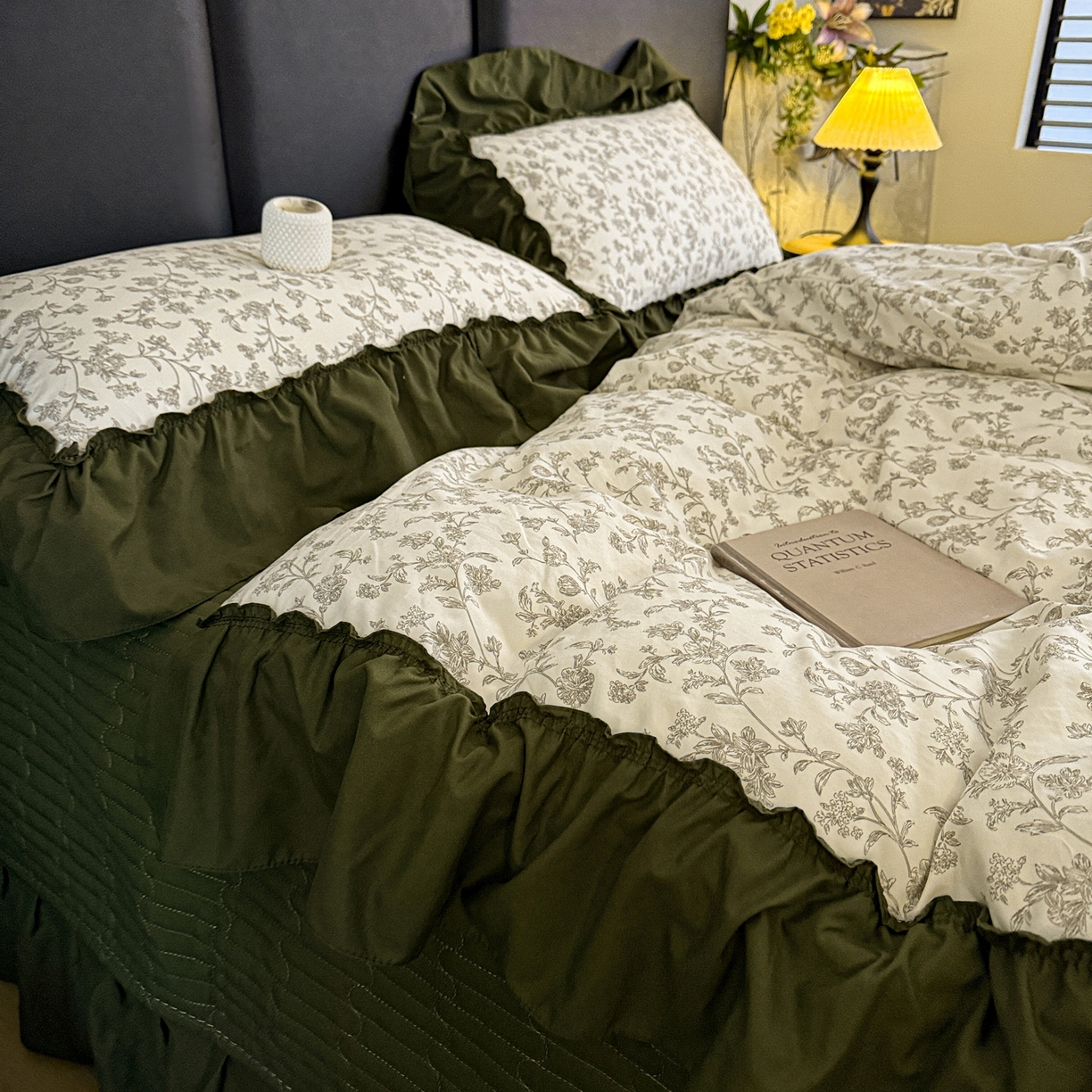 91家纺网 家纺一手货源 找家纺 富米莱（原臻工厂） 2026新款韩系古法韩国水洗棉云棉大布袋法式浪漫大花边床盖夏凉被床盖四件套 莫松染