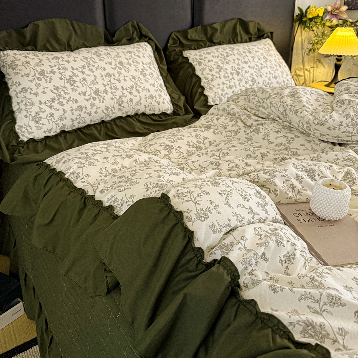 91家纺网 家纺一手货源 找家纺 富米莱（原臻工厂） 2026新款韩系古法韩国水洗棉云棉大布袋法式浪漫大花边床盖夏凉被床盖四件套 莫松染