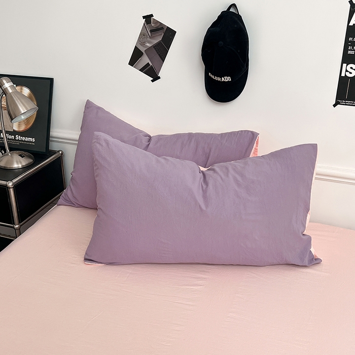 91家纺网 家纺一手货源 找家纺 梦卓家纺 2025爆款ins风超柔褶皱亲肤磨毛水洗棉四件套香芋紫