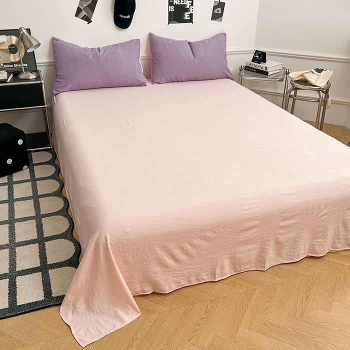 91家纺网 家纺一手货源 找家纺 梦卓家纺 2025爆款ins风超柔褶皱亲肤磨毛水洗棉四件套香芋紫