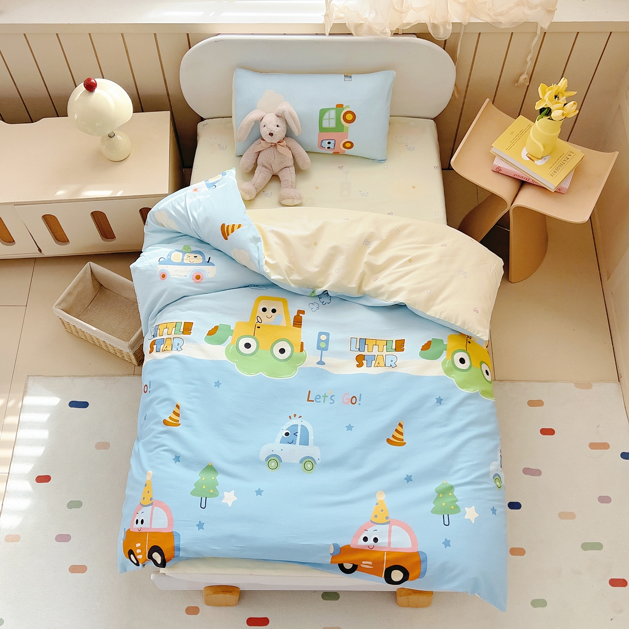 91家纺网 家纺一手货源 找家纺 （总）御棉坊 2026新款AB版全棉纯棉印花幼儿园三件套儿童午睡被宝宝入园含芯多件套