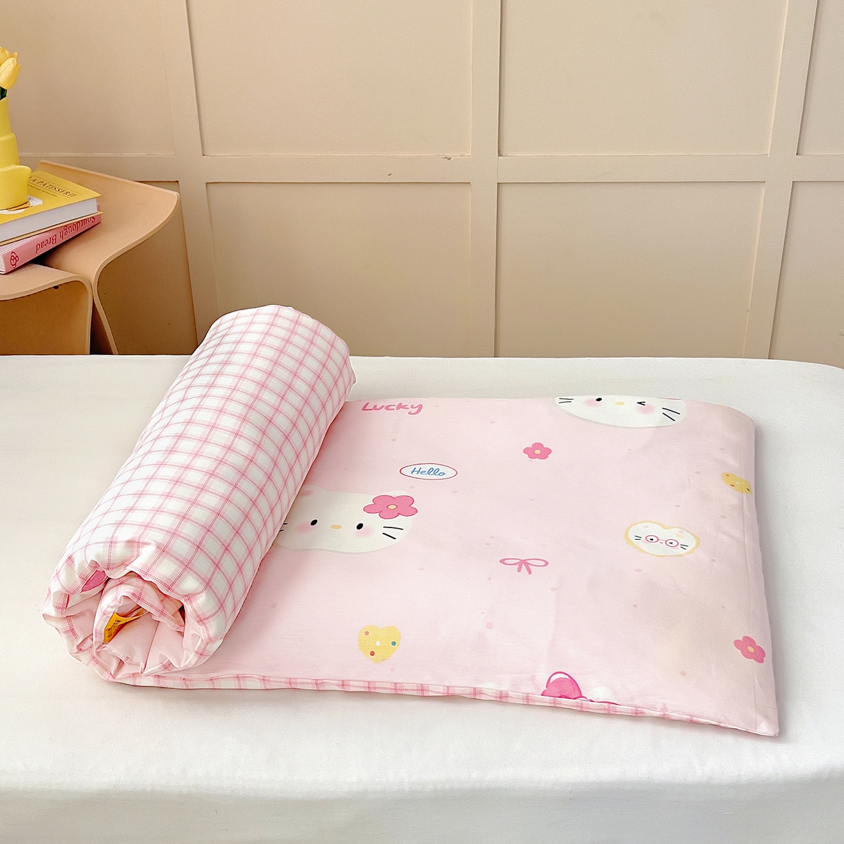 91家纺网 家纺一手货源 找家纺 御棉坊 2026新款AB版全棉纯棉印花幼儿园三件套儿童午睡被宝宝入园含芯多件套 可爱猫猫头