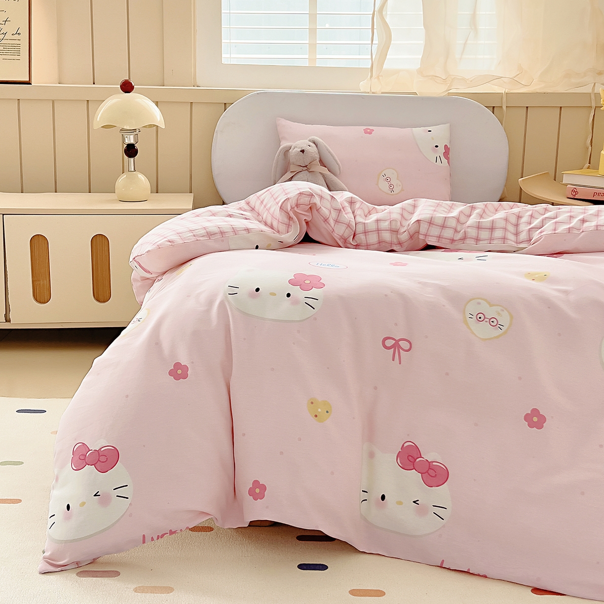 91家纺网 家纺一手货源 找家纺 御棉坊 2026新款AB版全棉纯棉印花幼儿园三件套儿童午睡被宝宝入园含芯多件套 可爱猫猫头