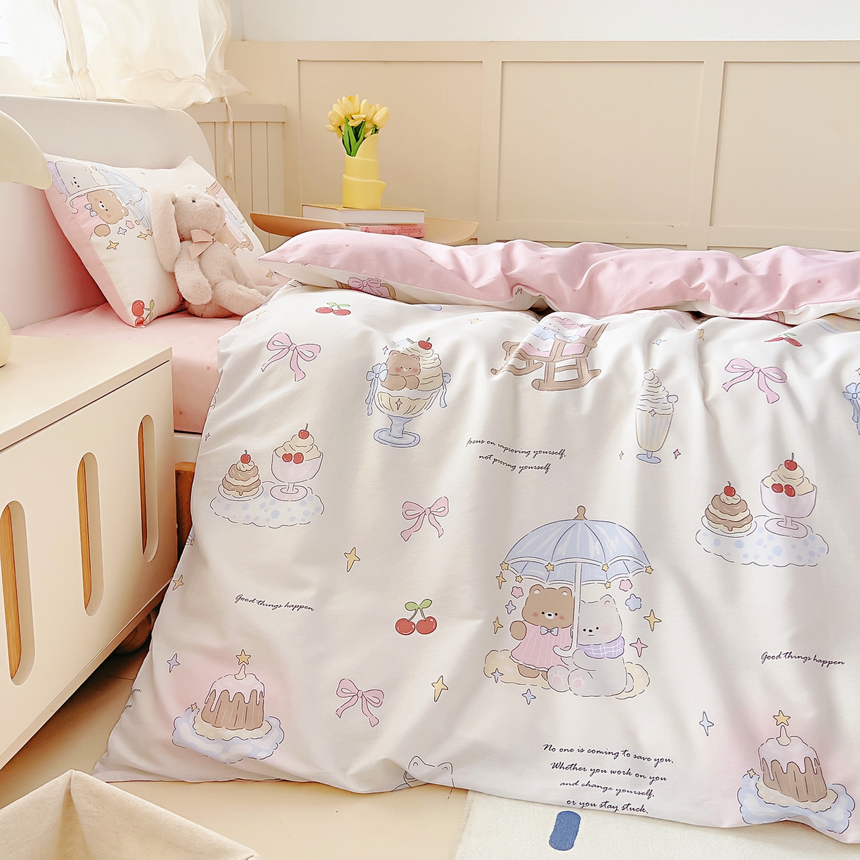 91家纺网 家纺一手货源 找家纺 御棉坊 2026新款AB版全棉纯棉印花幼儿园三件套儿童午睡被宝宝入园含芯多件套 冰激凌假日