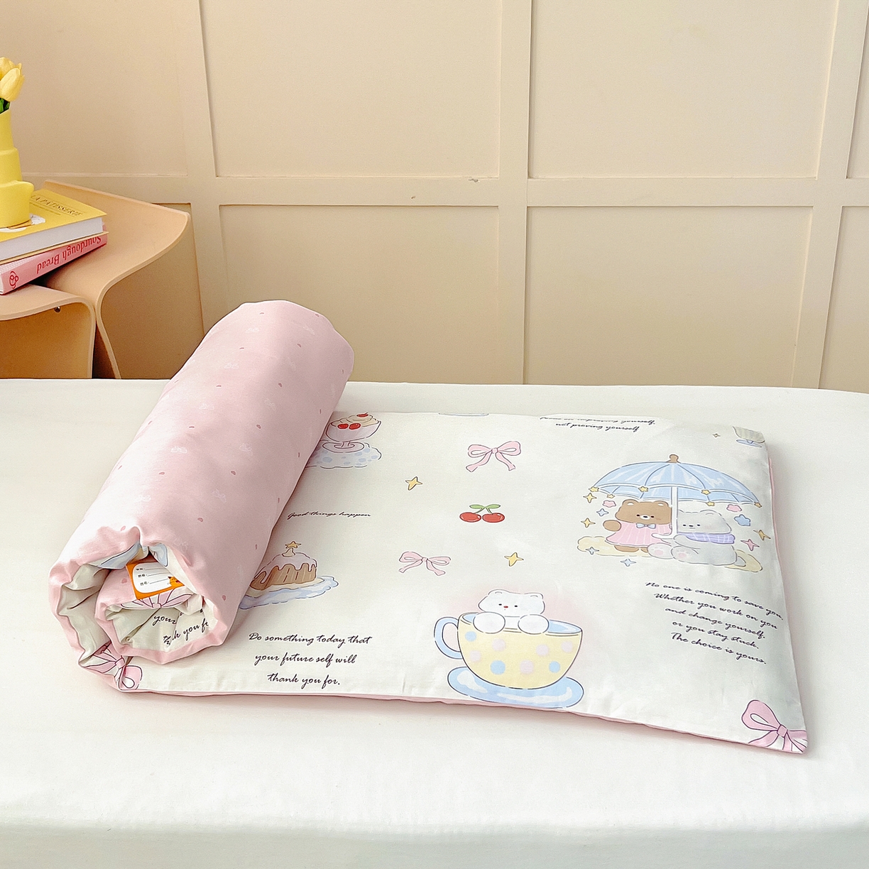 91家纺网 家纺一手货源 找家纺 御棉坊 2026新款AB版全棉纯棉印花幼儿园三件套儿童午睡被宝宝入园含芯多件套 冰激凌假日