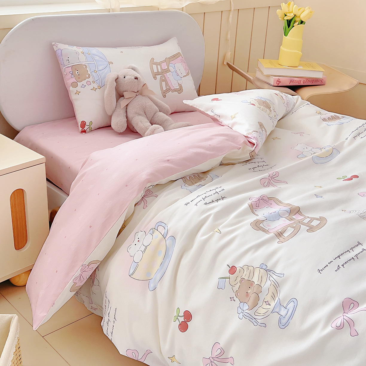 91家纺网 家纺一手货源 找家纺 御棉坊 2026新款AB版全棉纯棉印花幼儿园三件套儿童午睡被宝宝入园含芯多件套 冰激凌假日