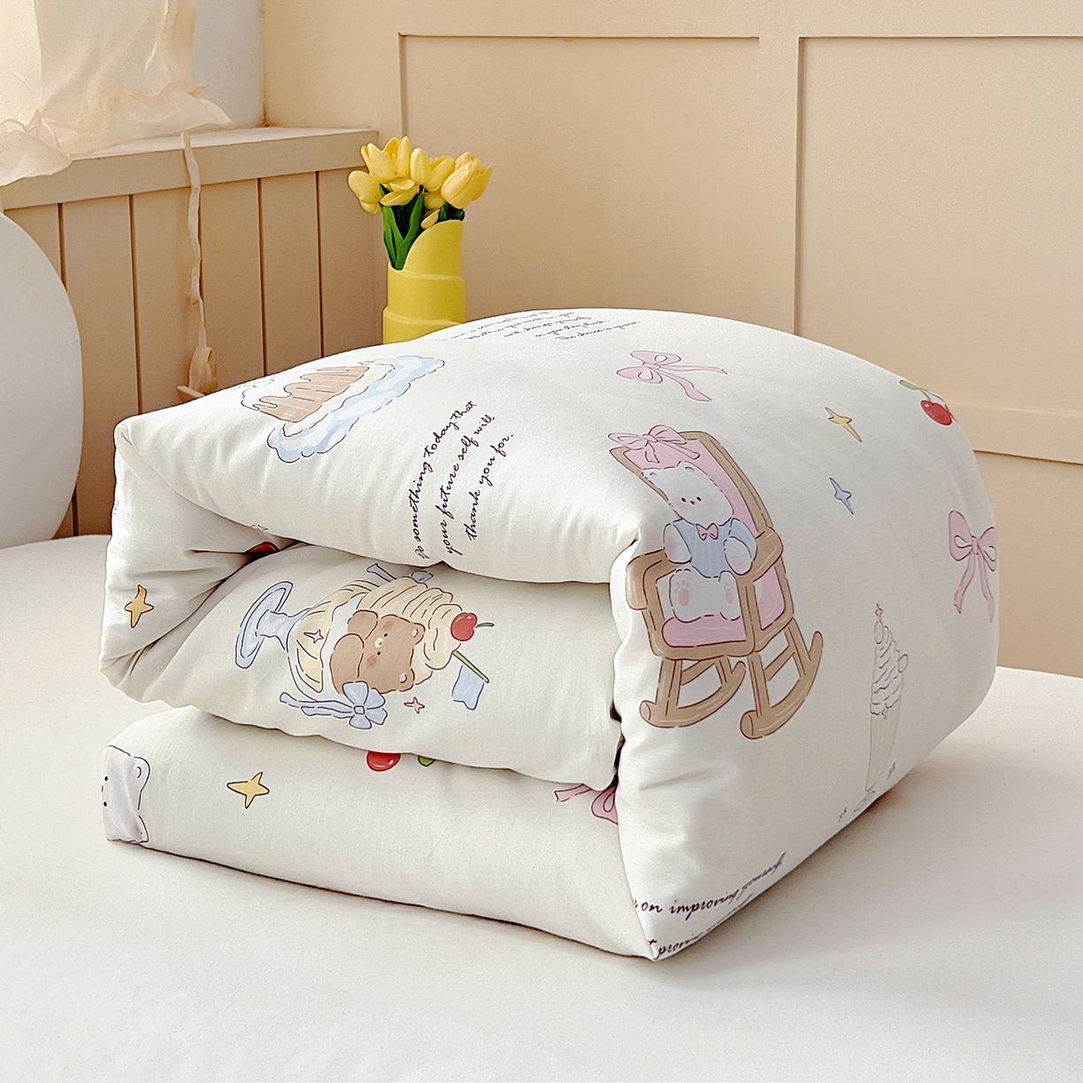 91家纺网 家纺一手货源 找家纺 御棉坊 2026新款AB版全棉纯棉印花幼儿园三件套儿童午睡被宝宝入园含芯多件套 冰激凌假日