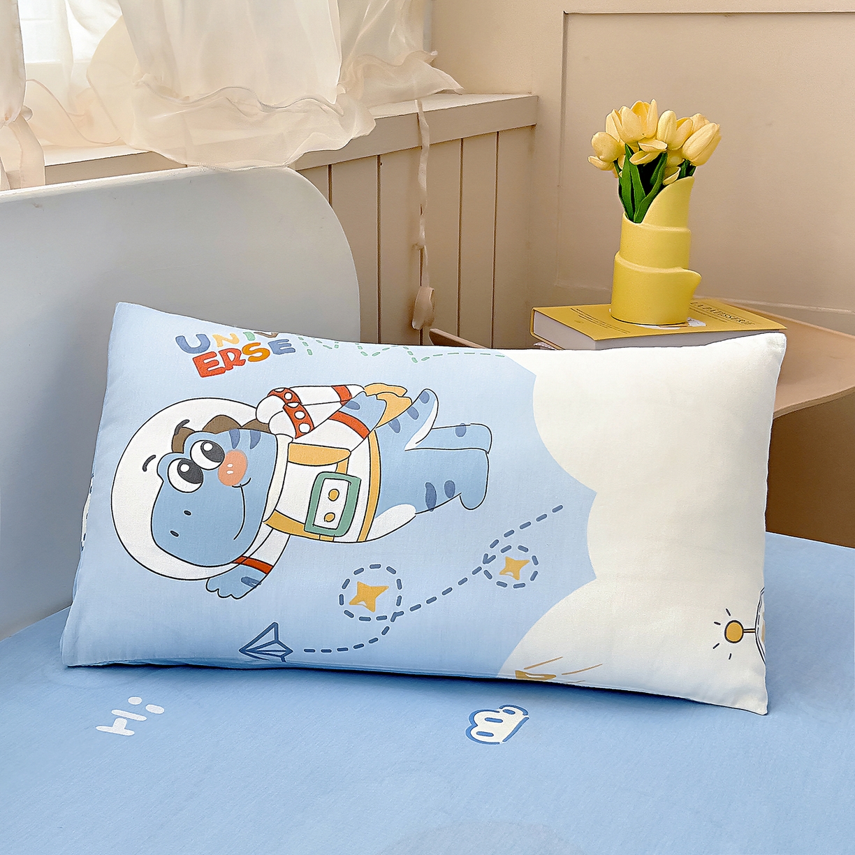 91家纺网 家纺一手货源 找家纺 御棉坊 2026新款AB版全棉纯棉印花幼儿园三件套儿童午睡被宝宝入园含芯多件套 奶酪星球