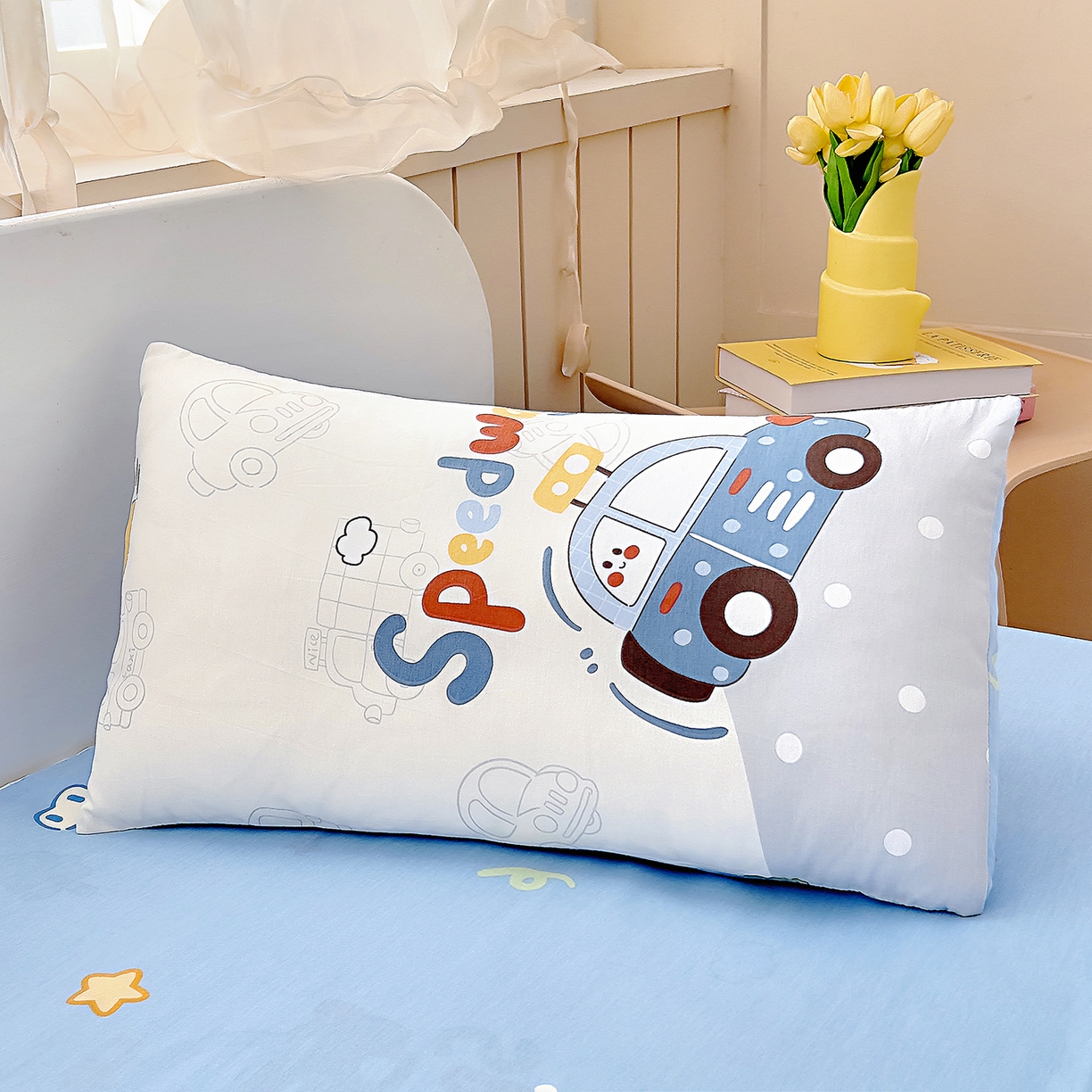 91家纺网 家纺一手货源 找家纺 御棉坊 2026新款AB版全棉纯棉印花幼儿园三件套儿童午睡被宝宝入园含芯多件套 山道接力赛