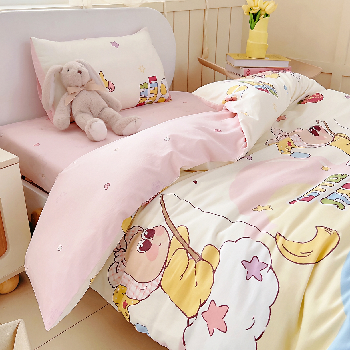 91家纺网 家纺一手货源 找家纺 御棉坊 2026新款AB版全棉纯棉印花幼儿园三件套儿童午睡被宝宝入园含芯多件套 甜梦行星