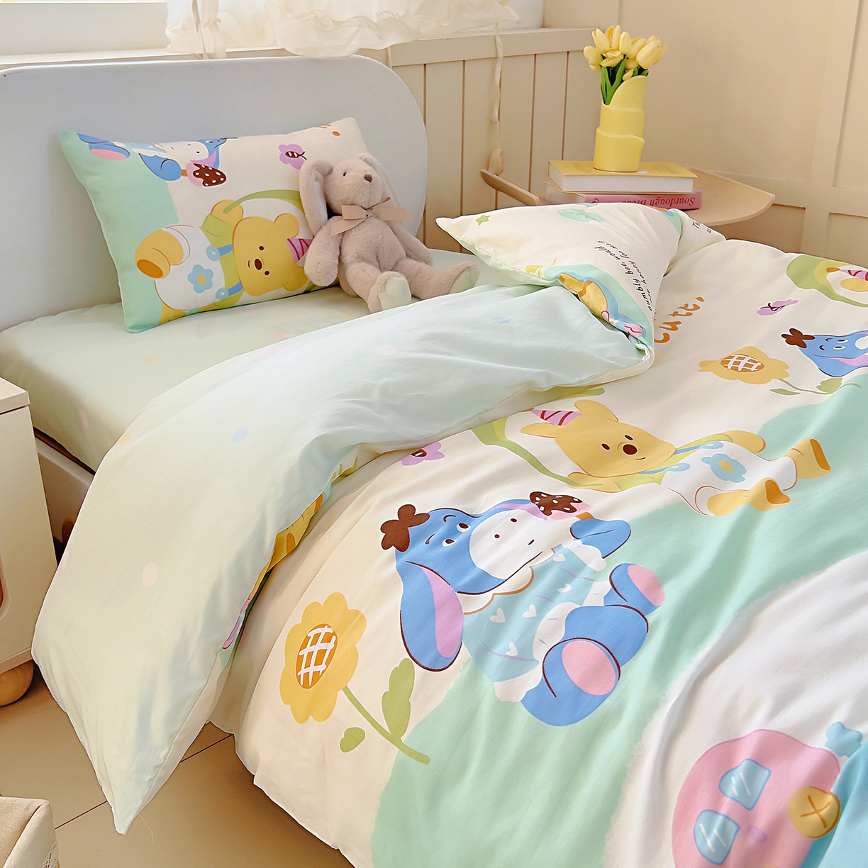 91家纺网 家纺一手货源 找家纺 御棉坊 2026新款AB版全棉纯棉印花幼儿园三件套儿童午睡被宝宝入园含芯多件套 向日葵伙伴