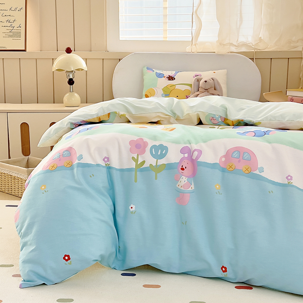 91家纺网 家纺一手货源 找家纺 御棉坊 2026新款AB版全棉纯棉印花幼儿园三件套儿童午睡被宝宝入园含芯多件套 向日葵伙伴