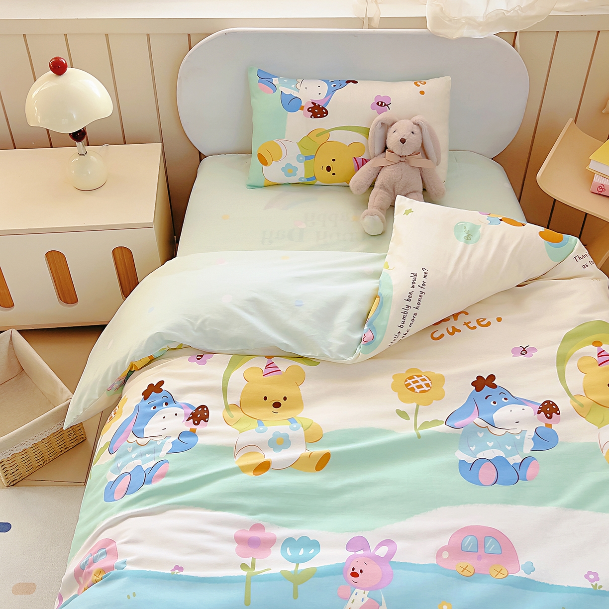 91家纺网 家纺一手货源 找家纺 御棉坊 2026新款AB版全棉纯棉印花幼儿园三件套儿童午睡被宝宝入园含芯多件套 向日葵伙伴