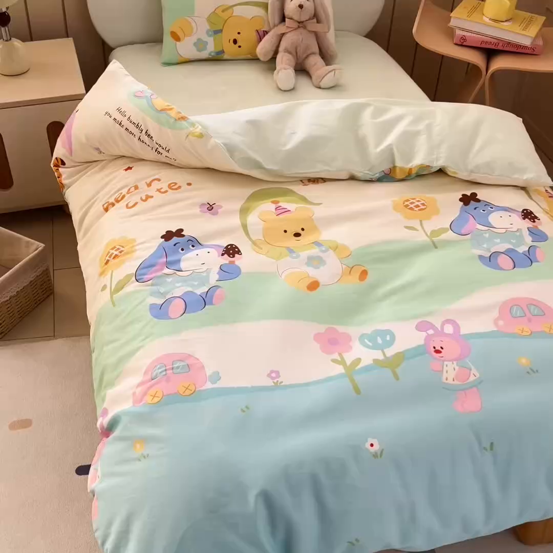 91家纺网 家纺一手货源 找家纺 御棉坊 2026新款AB版全棉纯棉印花幼儿园三件套儿童午睡被宝宝入园含芯多件套 向日葵伙伴
