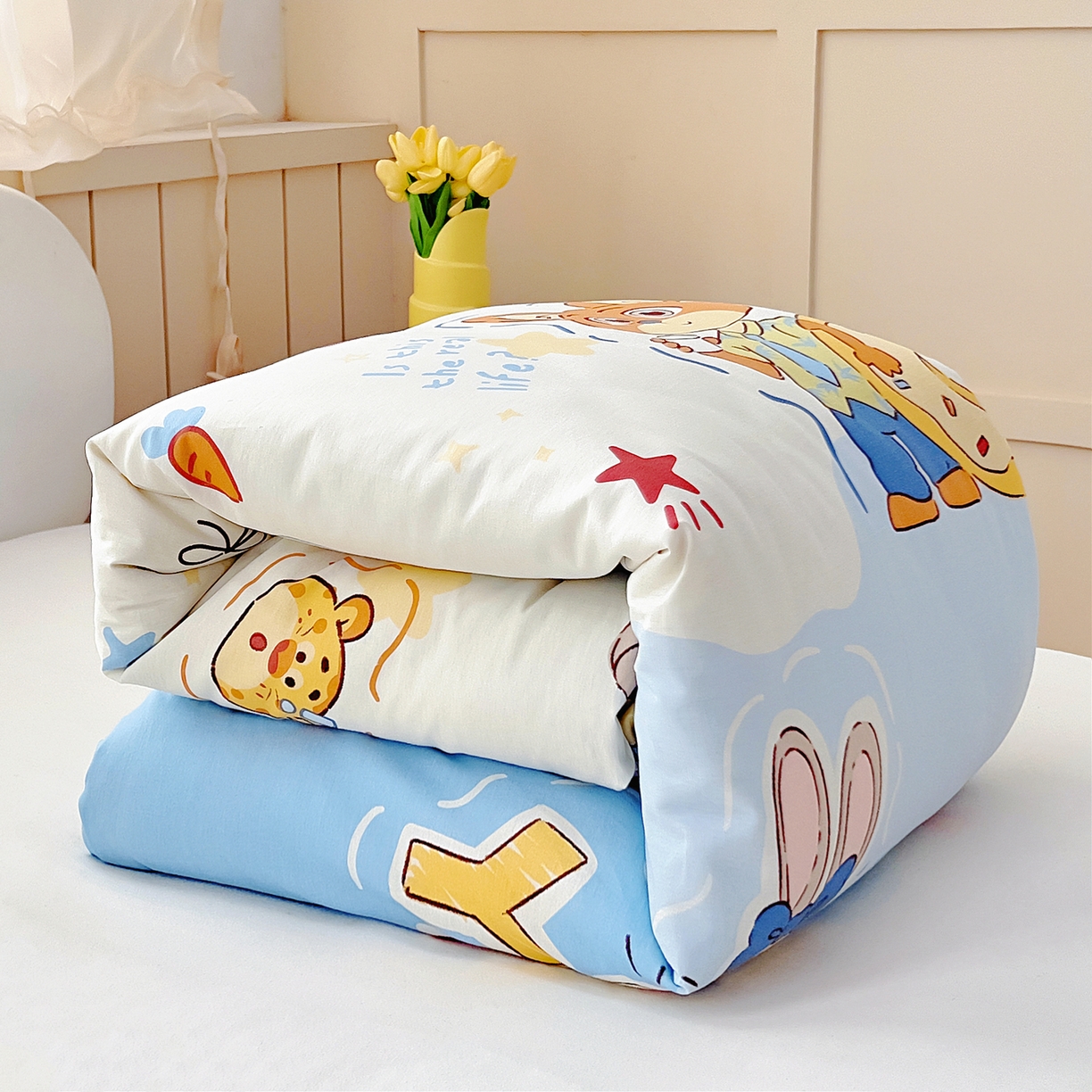 91家纺网 家纺一手货源 找家纺 御棉坊 2026新款AB版全棉纯棉印花幼儿园三件套儿童午睡被宝宝入园含芯多件套 最佳搭档