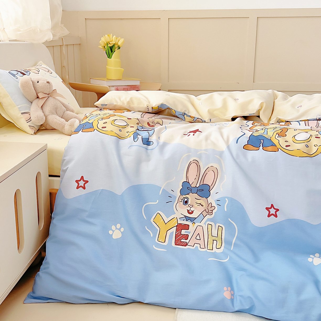 91家纺网 家纺一手货源 找家纺 御棉坊 2026新款AB版全棉纯棉印花幼儿园三件套儿童午睡被宝宝入园含芯多件套 最佳搭档