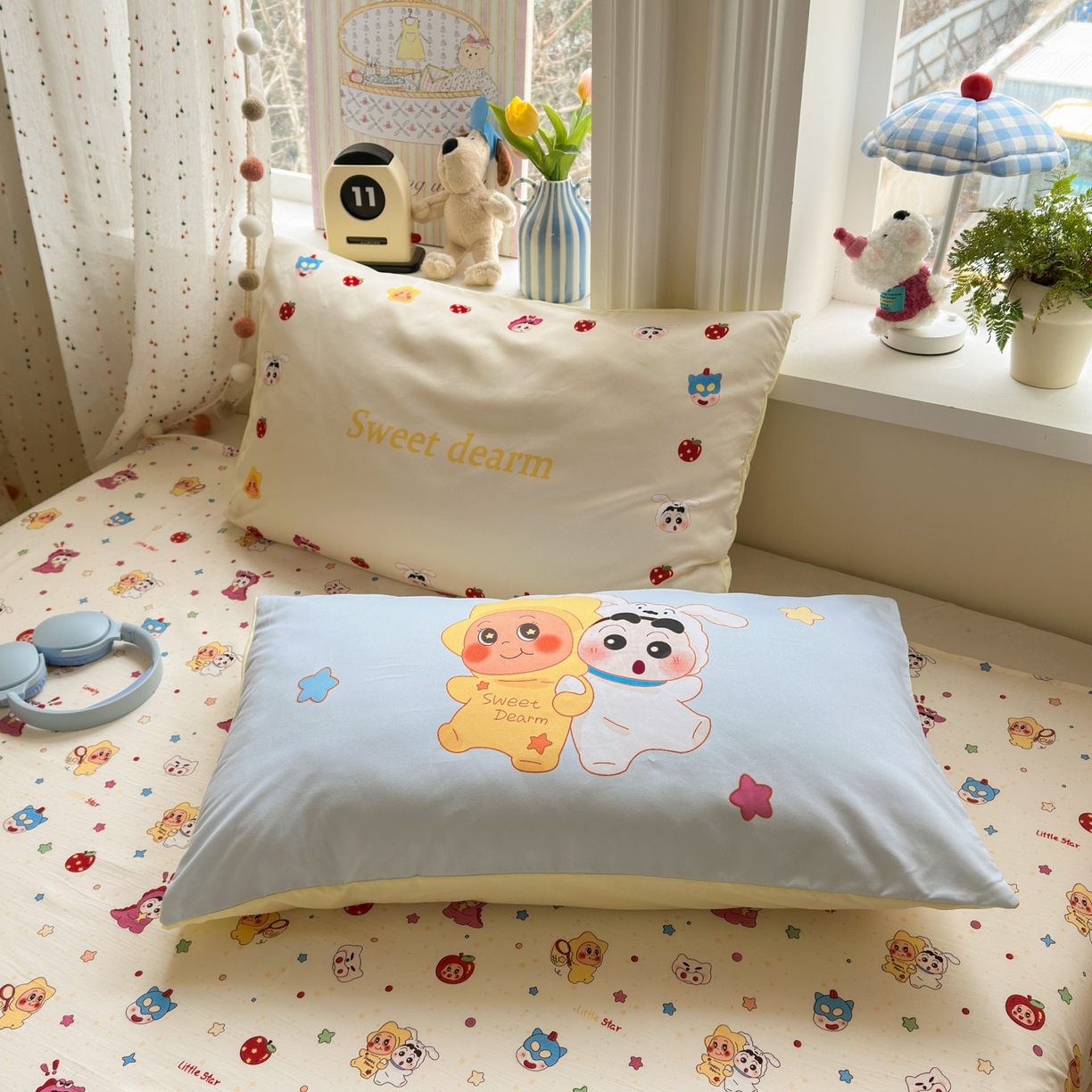 91家纺网 家纺一手货源 找家纺 一霖家纺 2026新款云朵棉毛巾绣小清新猫咪系列四件套 蜡笔星星