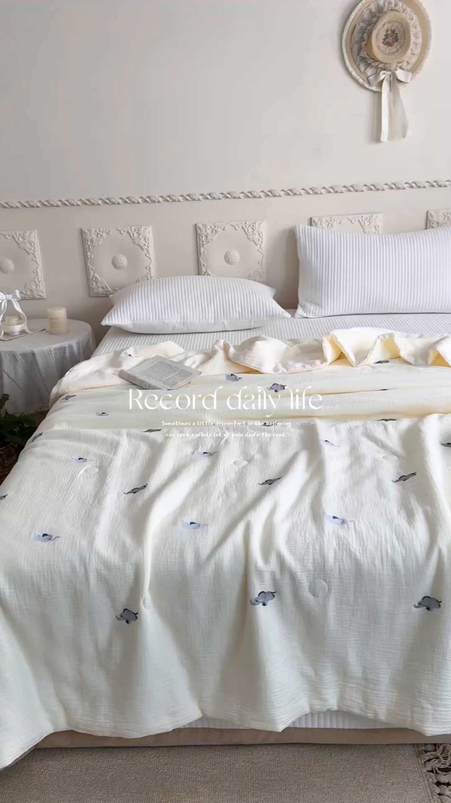 91家纺网 家纺一手货源 找家纺 宇航家纺 2026新款全棉纯棉皱皱纱刺绣款夏被夏凉被空调被床盖四件套 小飞象