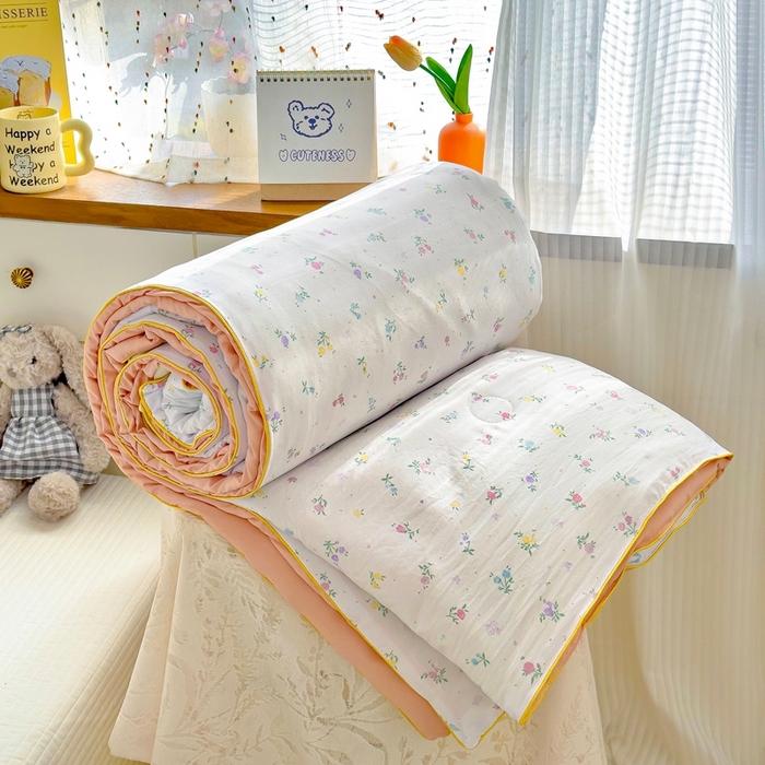 91家纺网 家纺一手货源 找家纺 （总）金蕊阁 2025新款A类水洗双层纱夏被大豆夏被夏凉被空调被