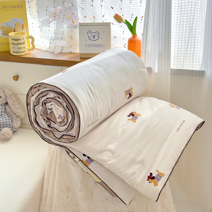 91家纺网 家纺一手货源 找家纺 （总）金蕊阁 2025新款A类水洗双层纱夏被大豆夏被夏凉被空调被