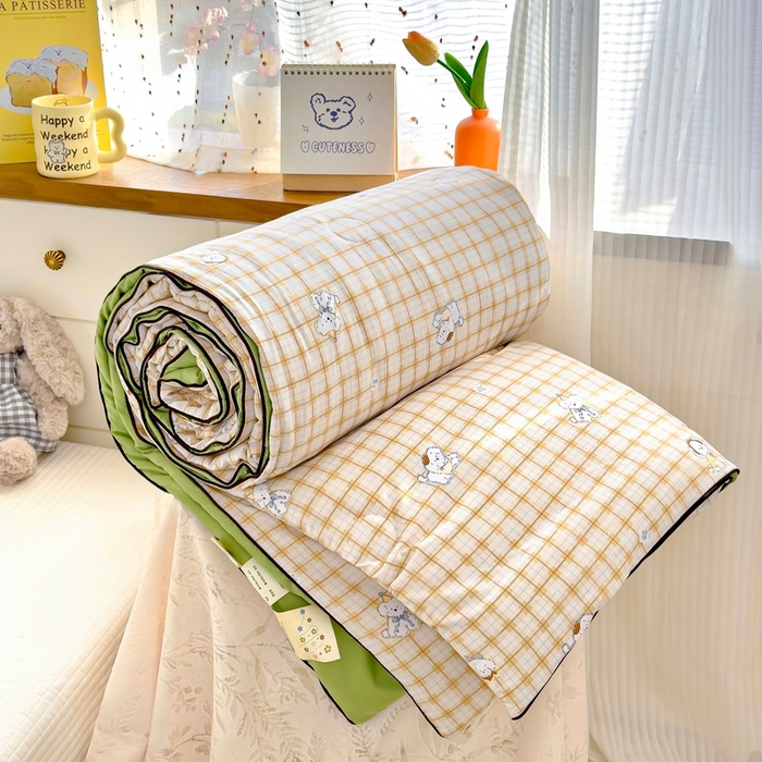 91家纺网 家纺一手货源 找家纺 （总）金蕊阁 2025新款A类水洗双层纱夏被大豆夏被夏凉被空调被