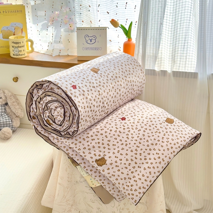 金蕊阁 2025新款A类水洗双层纱夏被大豆夏被夏凉被空调被豹纹熊