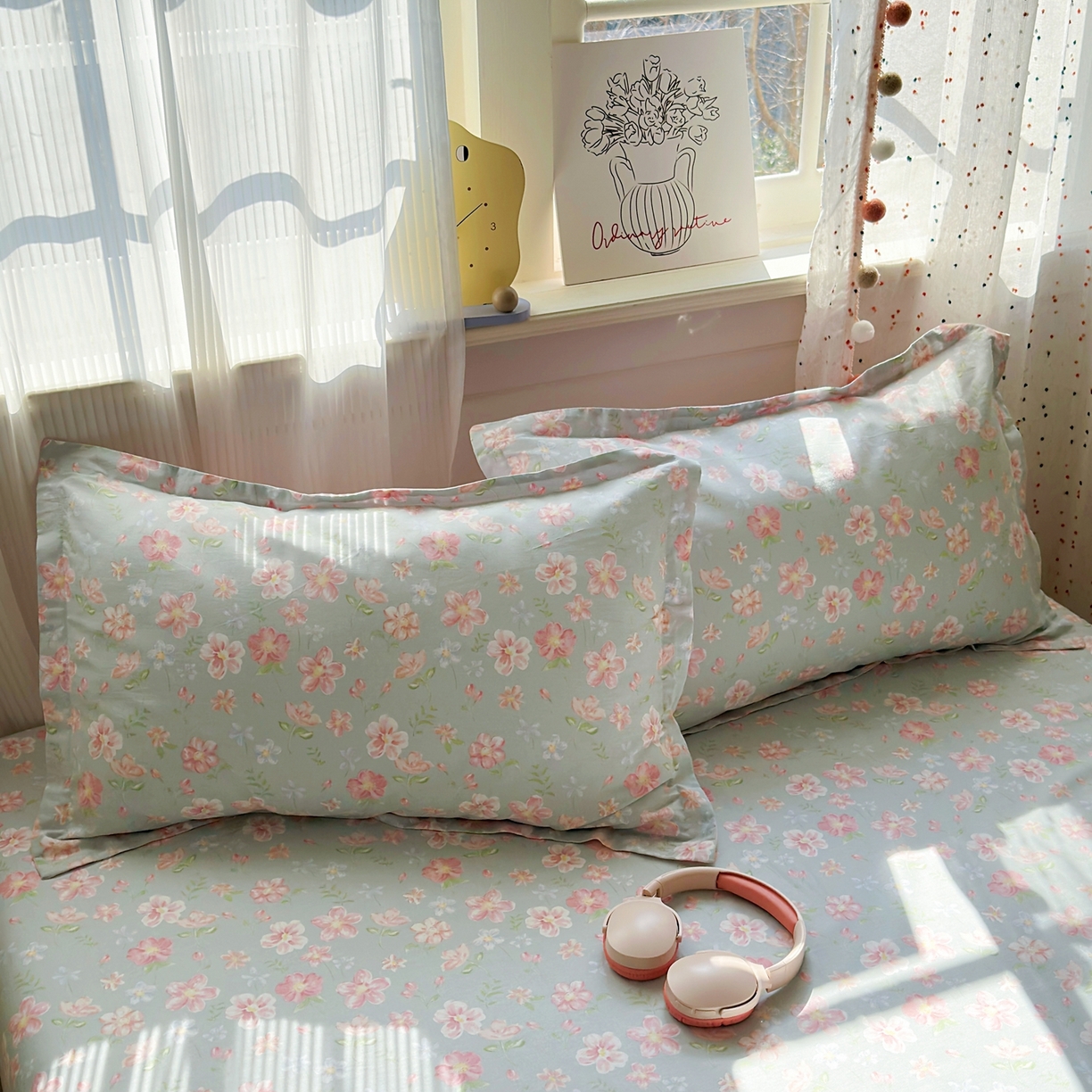 典雅家纺 2026新款12868全棉纯棉印花单枕套枕套单件单品枕套 恋恋花开