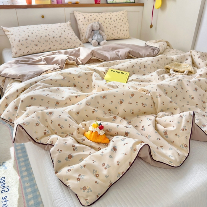 91家纺网 家纺一手货源 找家纺 金蕊阁 2025新款A类水洗双层纱夏被大豆夏被夏凉被空调被花落雨