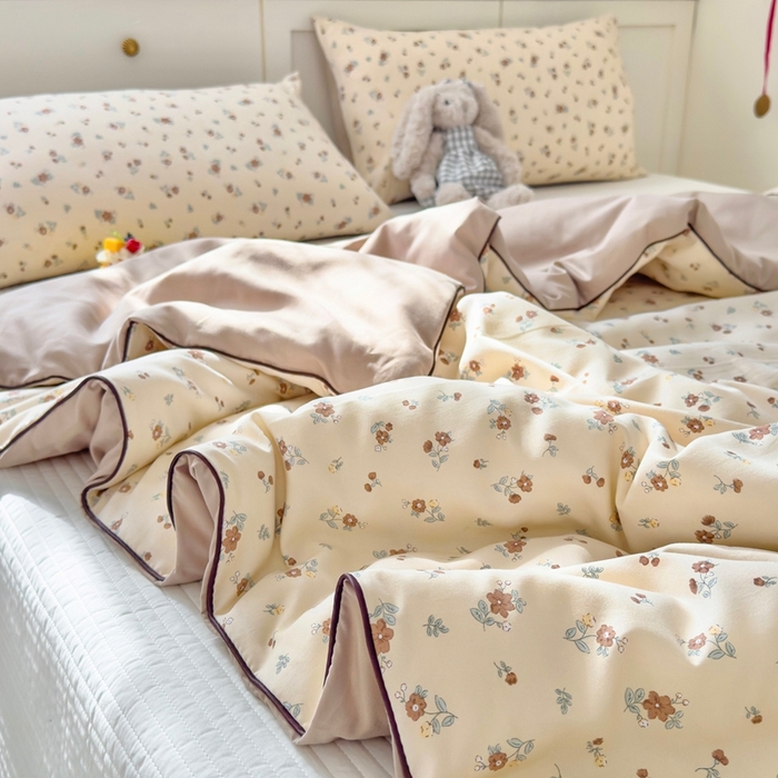 91家纺网 家纺一手货源 找家纺 金蕊阁 2025新款A类水洗双层纱夏被大豆夏被夏凉被空调被花落雨