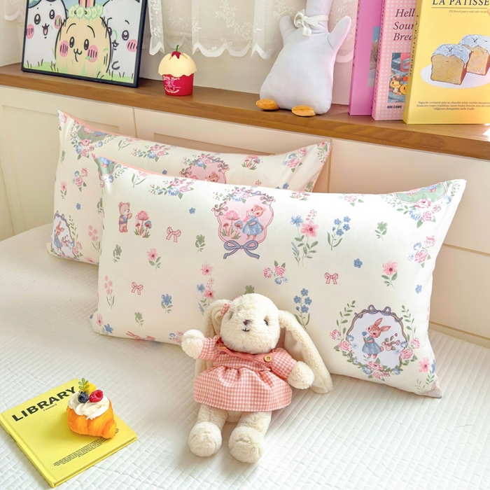 91家纺网 家纺一手货源 找家纺 金蕊阁 2025新款A类水洗双层纱夏被大豆夏被夏凉被空调被花仙兔