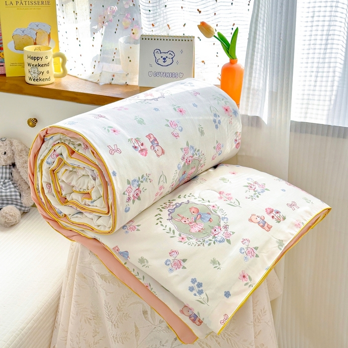 金蕊阁 2025新款A类水洗双层纱夏被大豆夏被夏凉被空调被花仙兔