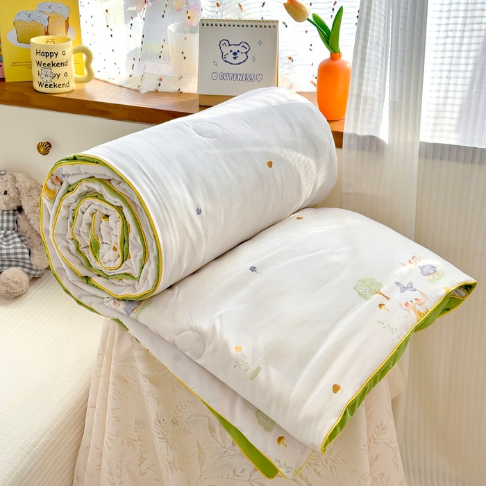 金蕊阁 2025新款A类水洗双层纱夏被大豆夏被夏凉被空调被花语兔