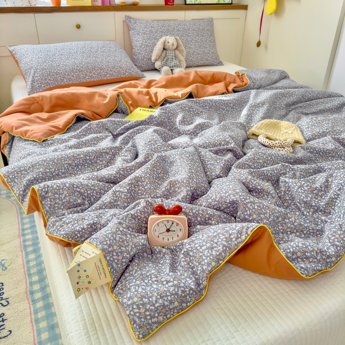 91家纺网 家纺一手货源 找家纺 金蕊阁 2025新款A类水洗双层纱夏被大豆夏被夏凉被空调被花玥